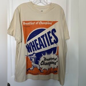EUC Graphic Tee - Men’s Cream WHEATIES Logo Shirt Sz XL